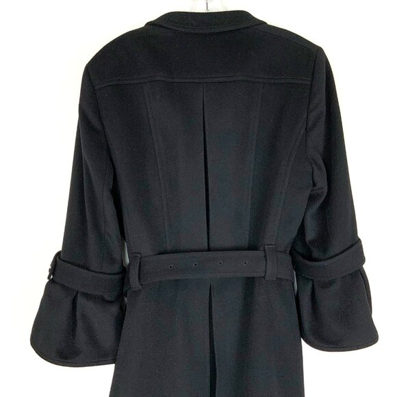 Burberry Prorsum Black Cashmere Blend Pleated Midi Length Trench Coat M - Picture 9 of 16